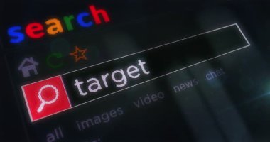 Hedef metin yazma tarayıcı ekranında. Monitör piksel görünümü olan internet aranıyor.