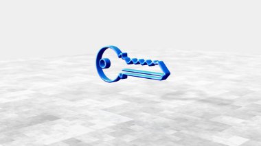 Siber güvenlik anahtar gizlilik sembolü. Soyut konsept 3d simge çizimi.