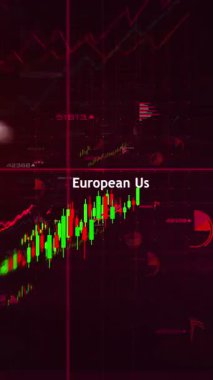 Dikey video: ABD AB Çin 'i Hindistan grafikler ve grafikler çiziyor ve kusursuz döngüsüz analiz kavramı animasyonu