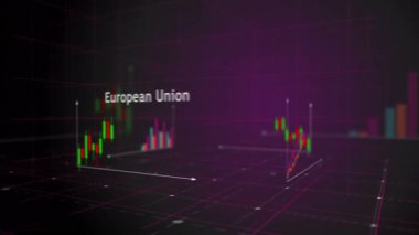 ABD AB Çin Çizelgeleri ve grafikleri Kusursuz ve çevrilebilir 3D konsept animasyonu