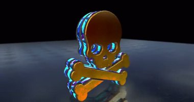 Kurukafa korsanlığı uyarı sembolü 3D olağanüstü soyut konsept animasyon