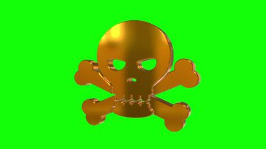 Kurukafa korsanlığı uyarısı izole edilmiş sembol 3 boyutlu soyut döngü kavramı. Yeşil ekran animasyonunda kusursuz ve çevrilebilir simge.