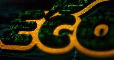 Çevre dostu ve sürdürülebilir ekonomi renkli sembol kavramı. Ağ, siber teknoloji ve bilgisayar arkaplanı soyut 3d canlandırması.