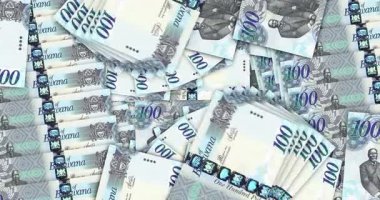 Botswana pula Botswanan para banknotları nakit fan mozaik döngüsü. 100 tane BWP notu. Soyut banka, finans, ekonomi sorunsuz ve döngülü tasarım geçmişi kavramı.