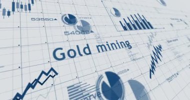 Altın ve gümüş rezerv grafikleri ve grafikleri kağıt 3d konsept animasyonu üzerinde pürüzsüz ve döngüsüz bir diyagram