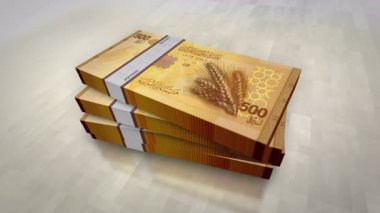 Suriye, Suriye para yığını. Ekonomi, bankacılık, iş, kriz, durgunluk, borç ve finans konularının kavramı. 500 SYP banknotları 3D yığın.