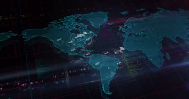 NFC wireless payment mobile phone symbols over world map. Seamless looped technology concept.