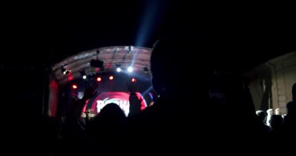 Blured Silhouette de personnes tenant la main lors d'un concert. Mouvement lent V5 — Video