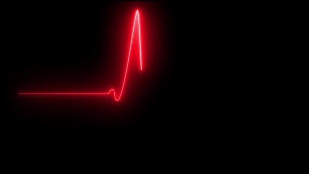 ЕКГ Серцебиття Дисплей монітор - графіка руху, безшовна циклічна анімація червоного кольору Версія 2 — стокове відео