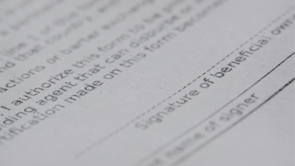 Signature on Contract by Pen in Hand. Write Business Agreement or Undersign Protocol of Convention. Move camera. Close up shot — Vídeo de Stock