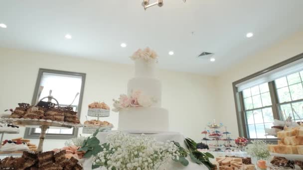 Candy Bar Casamento, buffet de doces em um casamento — Vídeo de Stock