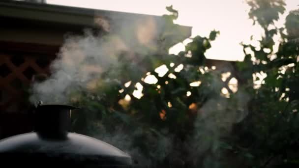 Kouření, spousta kouře vycházejícího ze zapáleného — Stock video