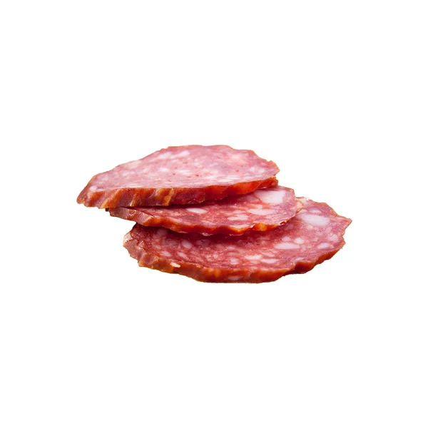 Fette di salame isolate — Foto Stock