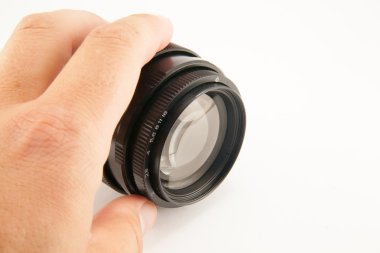 Kamera lensi beyaz arkaplanda izole edildi