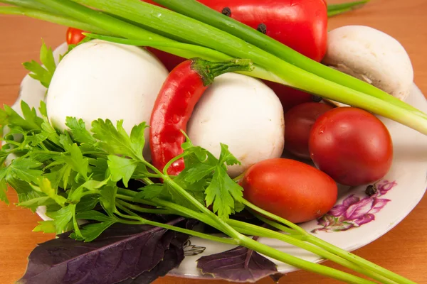 Gemengde groenten op een bord — Stockfoto