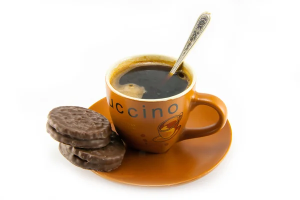 Kopje cappuccino en cookies — Stockfoto