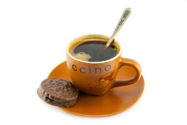 Kopje cappuccino en cookies — Stockfoto