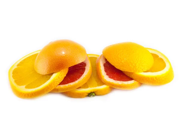 Corte de pomelo y naranja — Foto de Stock