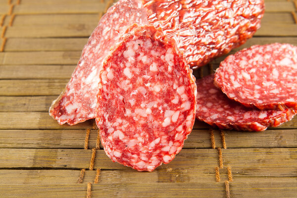 salami isolated on a vintage background