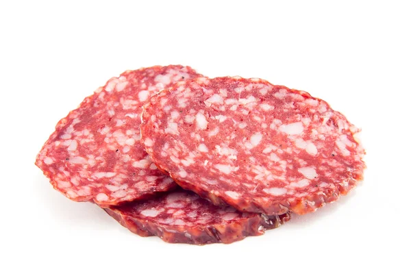 Salame isolato su fondo bianco — Foto Stock