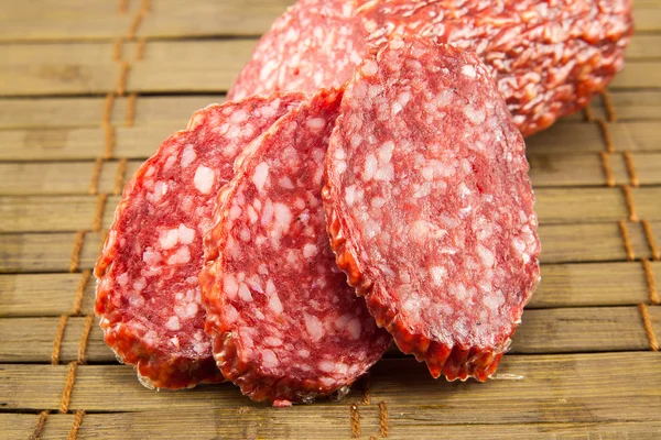 Salami isolated on a vintage background Royalty Free Stock Images