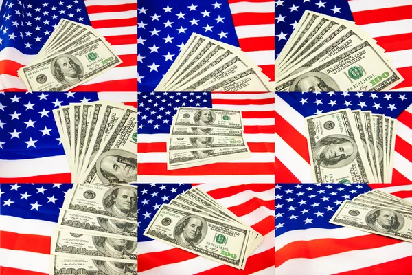Amerikan doları ve bayrağı.