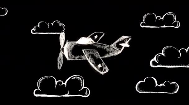 Avion Jouet Craie Dans Les Nuages — Video