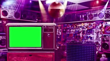 Eski TV 'de yeşil arkaplanlı Retro biçimi arkaplan canlandırması