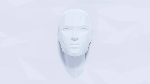 Beyaz arka planda düşük polyester adam yüzü. 3d resimleme güzel basit biçim.