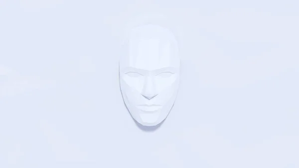 Beyaz arka planda düşük polyester adam yüzü. 3d resimleme güzel basit biçim.