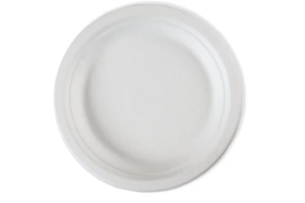 클리핑 경로와 흰색 배경에 고립 된 종이 접시 — 스톡 사진