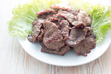 Home Made stir fry sebzeli Dana, tahtaya yakın çekim