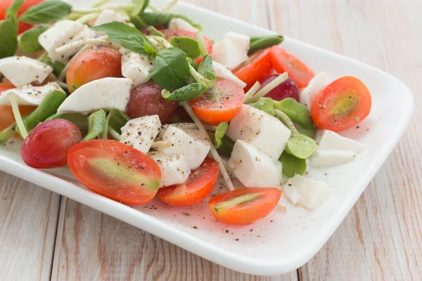 Salad with mozzarella, tomato, basil — Stock fotografie