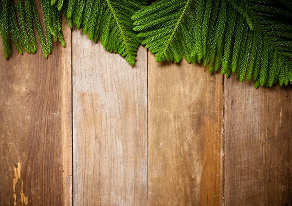 Weihnachtstanne auf altem Holz für Background — Stockfoto