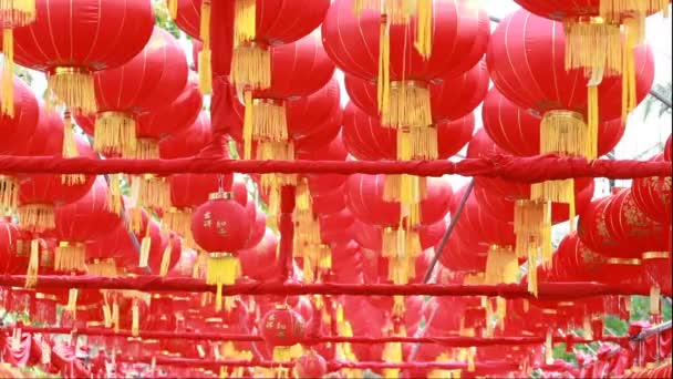 背景の赤い中国のランタンの Hd 映像 — ストック動画