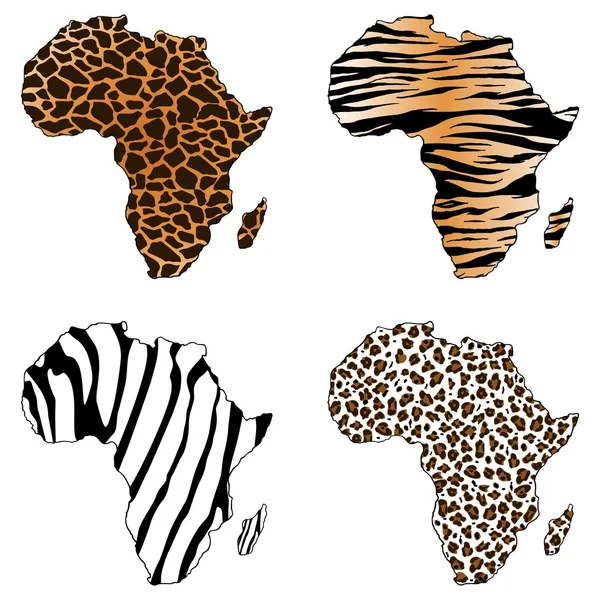 Africa, map of Africa with animal prints — Stock Vector