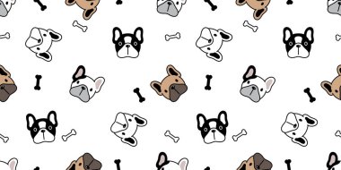 Köpek desensiz Fransız bulldog vektörü köpek yavrusu hayvan tekrar duvar kağıdı döşeme arka plan eşarbı karikatür çizim tasarımı