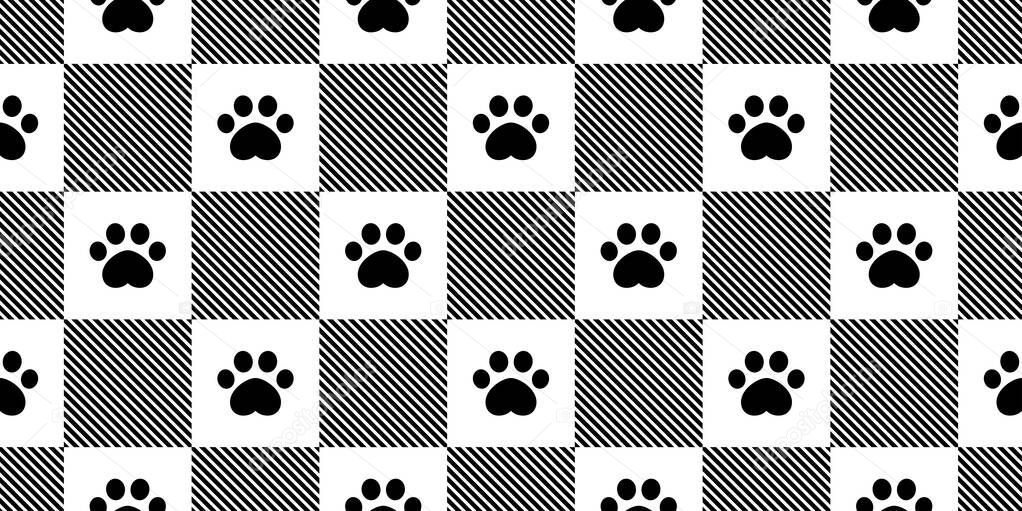 dog paw seamless pattern footprint checked cat french bulldog puppy vector pet cartoon repeat wallpaper tile background scarf isolated illustration doodle design