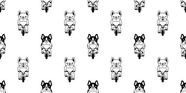 köpek desensiz Fransız bulldog vektör bisiklet çizgi film tekrarlanan duvar kağıdı kaplama arka plan eşarbı izole illüstrasyon tasarımı