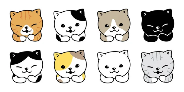 Cat Vector Kitten Calico Icon Pet 캐릭터 스카프 Doodle Design — 스톡 벡터