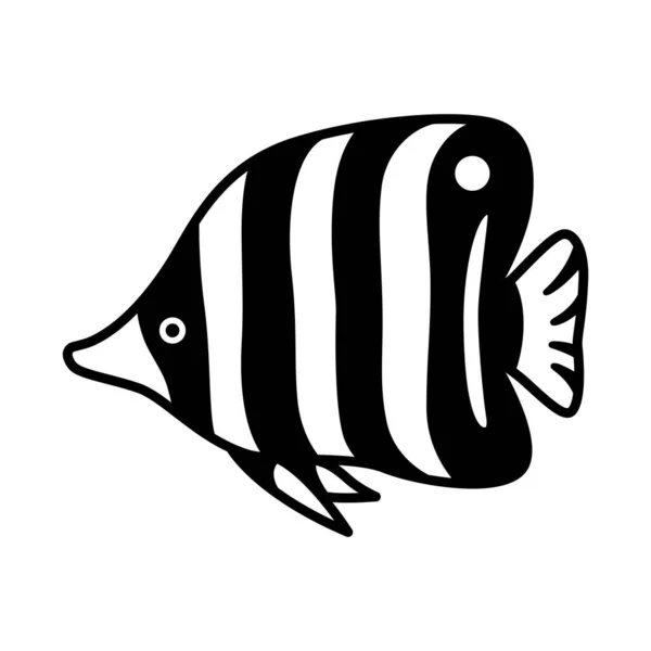 Balık Vektörü Simgesi Kelebek Zebra Balığı Somon Balığı Ton Balığı — Stok Vektör