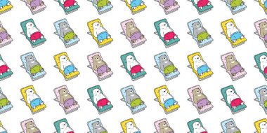 Ayı desensiz kutup taşıyıcısı uyuyan plaj sandalyesi tekrar duvar kağıdı atkısı karikatür karo karo arka plan çizim tasarımı