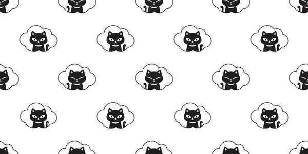 Chat Motif Sans Couture Chaton Coeur Nuage Calico Vecteur Animal — Image vectorielle