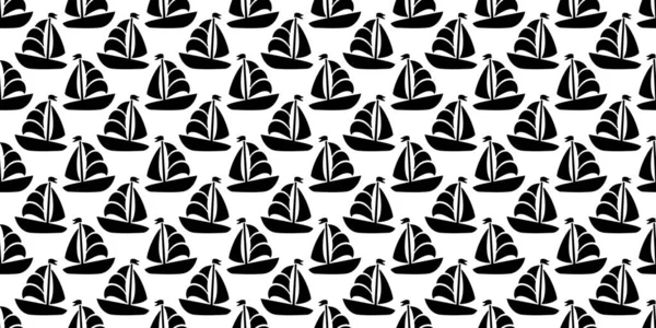 Barco Sin Costuras Patrón Vector Yate Pirata Ancla Timón Marítimo — Vector de stock