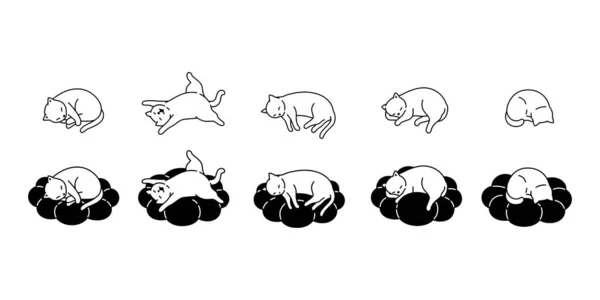 Gato Vetor Gatinho Calico Ícone Sono Nuvem Animal Estimação Desenho — Vetor de Stock