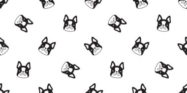 Köpek desensiz Fransız bulldog vektörü baş çizgi film ikonu Duvar kağıdı karo kaplama eşarbı izole tasarım