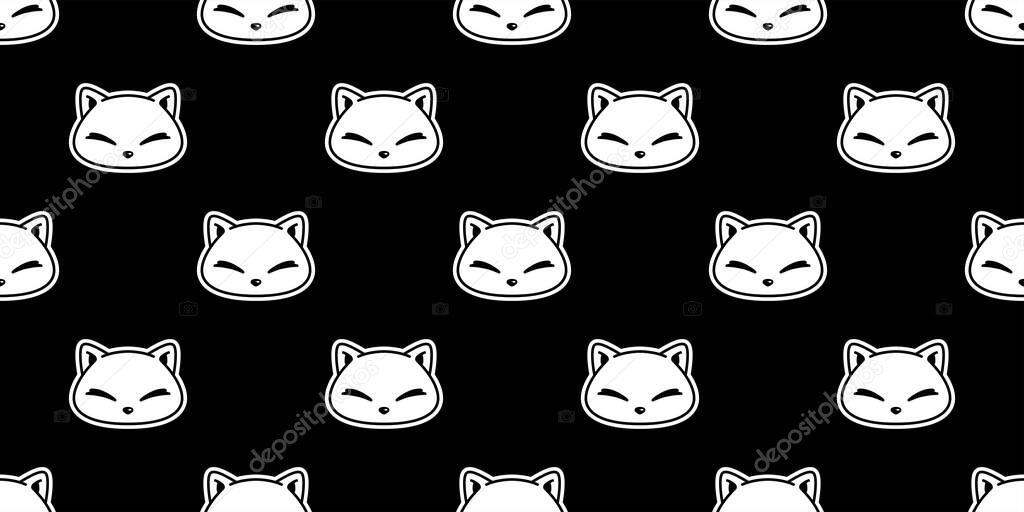 cat seamless pattern kitten head calico vector pet scarf isolated repeat background animal cartoon tile wallpaper illustration doodle black design