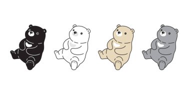 Ayı vektörü kutup ayısı simge logosu Teddy çizgi film karakteri çizim tasarımı