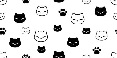 kedi desensiz kedi pençesi ayak izi baş Calico vektör eşarbı izole edilmiş arka plan çizgi film hayvan fayans duvar kâğıdı çizim karalama tasarımı