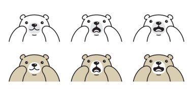 Ayı vektörü kutup ayısı simgesi logosu Teddy aç çizgi film karakteri sembolü karalama çizimi tasarımı
